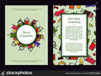 Vector doodle smoothie card or flyer poster banner template illustration. Vector doodle smoothie card or flyer template illustration