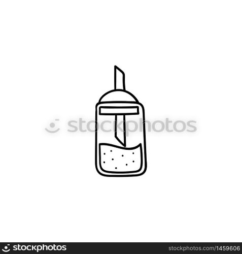 Vector doodle sugar bowl. Cooking, kitchen utensils, home elements. Hand drawn illustration isolated on white background.