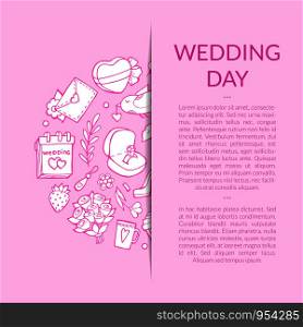 Vector doodle wedding elements in paper pocket background with place for text and shadows illustration. Vector doodle wedding elements background with place for text