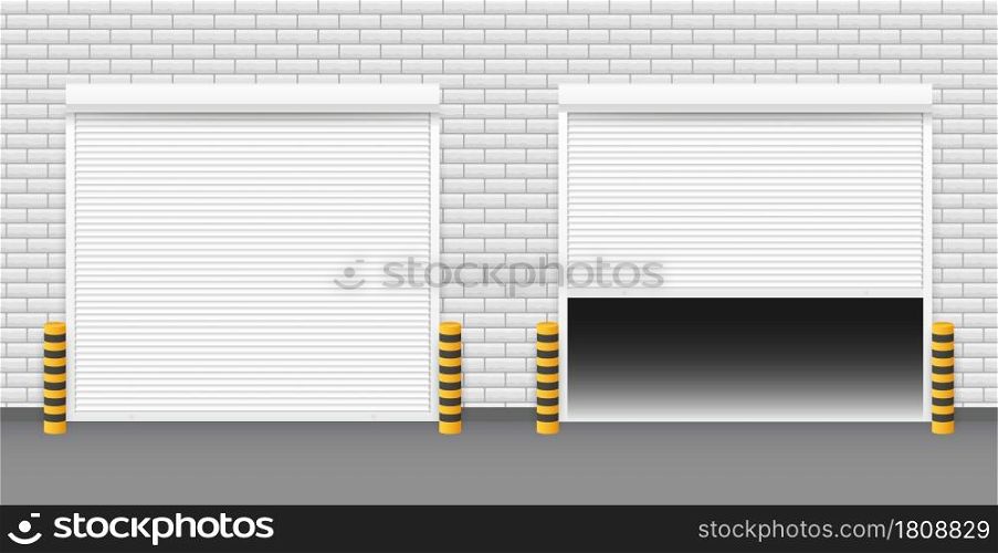Vector Door with Rolling Shutters on white background. Vector illustration. Vector Door with Rolling Shutters on white background. Vector illustration.