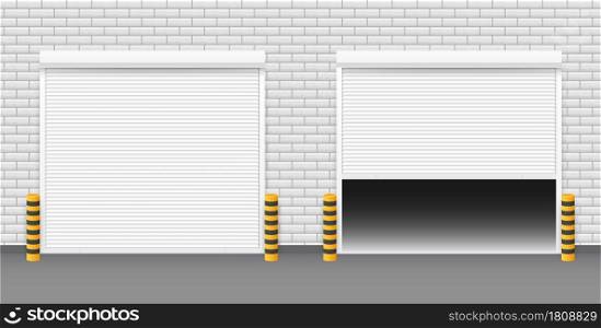 Vector Door with Rolling Shutters on white background. Vector illustration. Vector Door with Rolling Shutters on white background. Vector illustration.