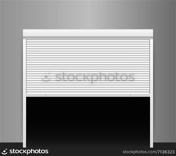 Vector Door with Rolling Shutters on white background. Vector stock illustration.. Vector Door with Rolling Shutters on white background. Vector illustration.