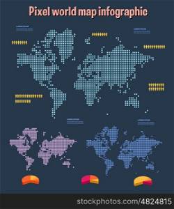 Vector Dotted World Map. Vector Dotted World Map. Set the pixel maps of the Earth