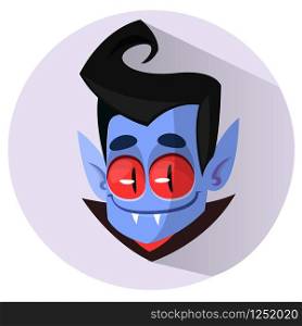 Vector Dracula Head Halloween Cartoon Illustration. Vector flat icon