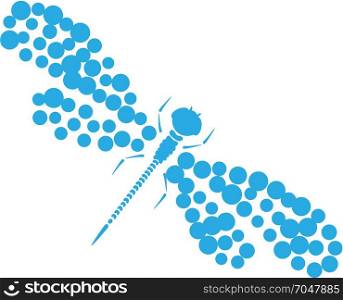 Vector dragon-fly silhouette. Cartoon graphic illustration of damselfly isolated with black and white wings. Sketch insect dragonfly. Dragonfly blue silhouette. Cartoon graphic illustration of damselfly isolated with light-blue and white wings. Sketch vector insect