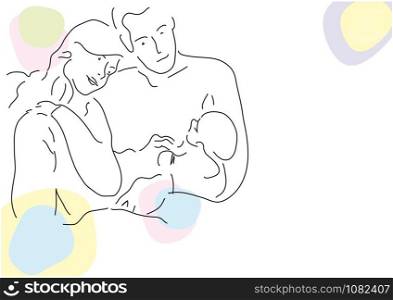 Vector drawing abstract family group