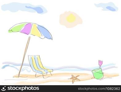 Vector drawing abstract summer beach