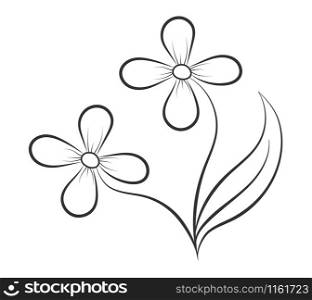 Vector drawing of a flower in Doodle style for postcards, posters, stickers, and seasonal design. Isolated on a white background. Empty outline