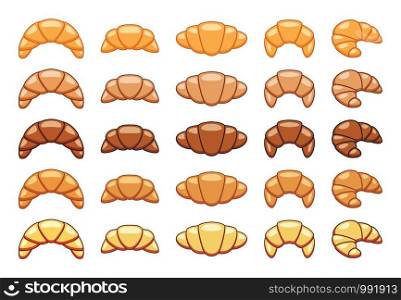 vector drawing of croissant icons. french food breakfast pastry symbol. croissant bakery design. set of fresh croissants