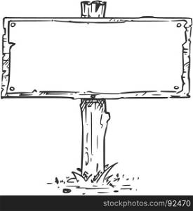 Vector drawing of empty blank wooden sign board