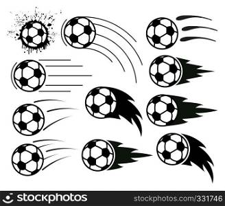 vector drawing of flying soccer and football balls