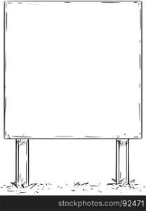 Vector drawing of large empty blank sign billboard board.