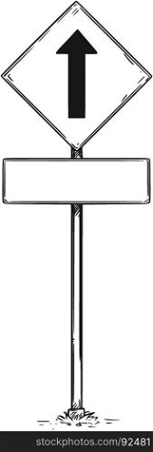 Vector drawing of one way arrow traffic sign with empty blank board.
