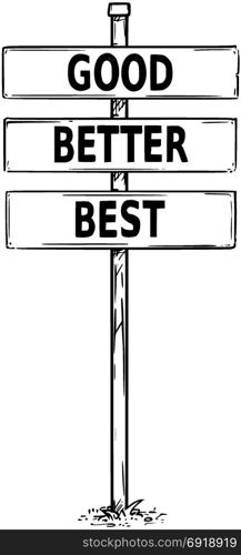 Vector drawing of sign boards with good,better, best business text.