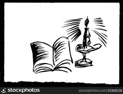 vector drawing of the candle on white paper