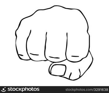 vector drawing of the fist on white background