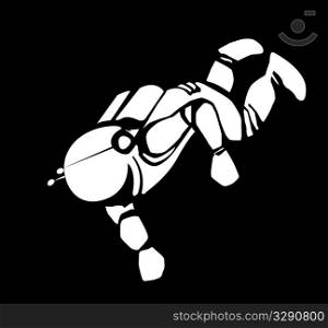 vector drawing of the spaceman on black background