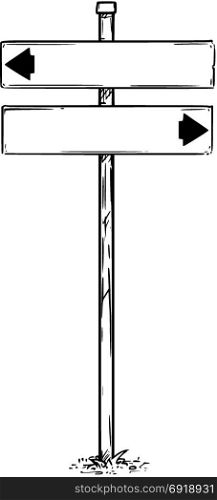Vector drawing of two way arrow empty blank traffic road sign.