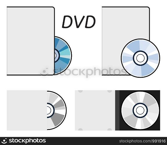 vector dvd or cd disc icons isolated on white background. set of compact discs for data storage. music or video record dvd disks