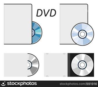 vector dvd or cd disc icons isolated on white background. set of compact discs for data storage. music or video record dvd disks