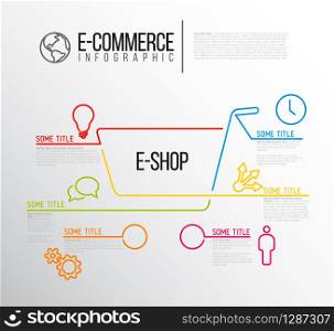 Vector e-commerce e-shop infographic report template made from lines and icons. Vector E-commerce Infographic report template