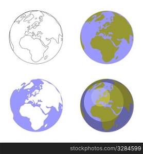 Vector. Earth globe set 001