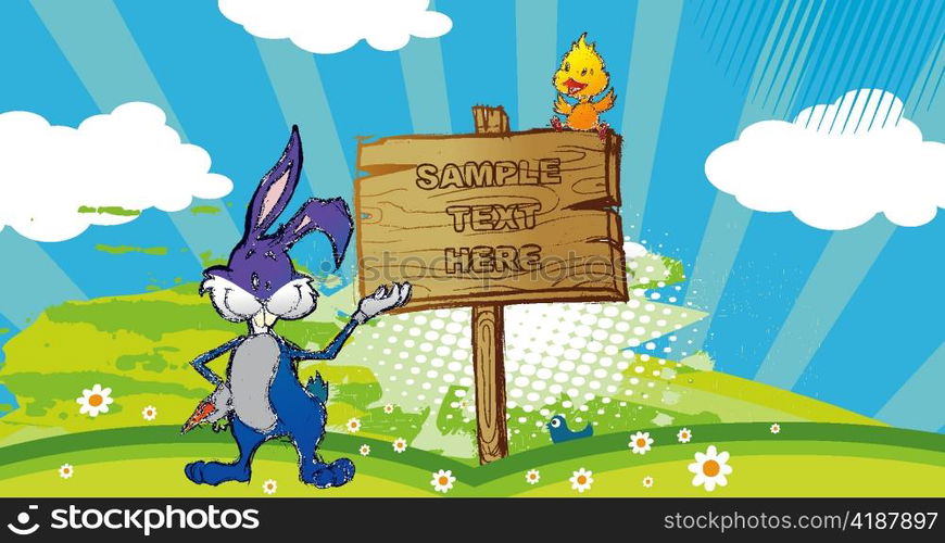 vector easter background with bunny