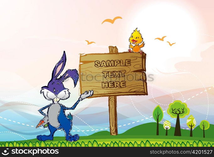 vector easter background with bunny