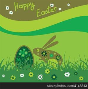 vector easter background with rabbit