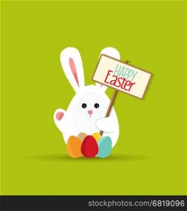 Vector Easter bunny, funny card to a happy Easter