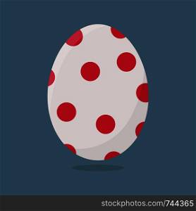 Vector Easter Egg isolated on grey background. Colorful Egg with Dots Pattern. Flat Style. For Greeting Cards, Invitations. Vector illustration for Your Design, Web.