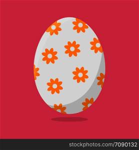 Vector Easter Egg isolated on pink background. Colorful Egg with Flowers Pattern. Flat Style. For Greeting Cards, Invitations. Vector illustration for Your Design, Web.