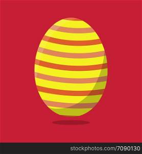 Vector Easter Egg isolated on pink background. Colorful Egg with Stripe Pattern. Flat Style. For Greeting Cards, Invitations. Vector illustration for Your Design, Web.