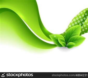 Vector eco leaves and green wave. Vector eco leaves and green wave. Abstract ecology background