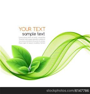 Vector eco leaves and green wave. Vector eco leaves and green wave. Abstract ecology background