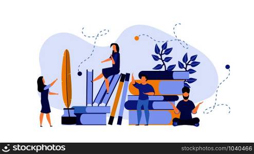Vector education people person book illustration concept business background. Character school student knowledge learning. Web library reading group. Training course banner graduation class