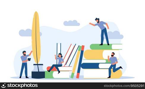 Vector education people person book illustration concept business background. Character school student knowledge learning. Web library reading group. Training course banner graduation class