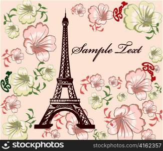 vector eiffel tower with floral