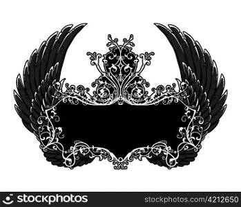 vector elegant floral frame with wings