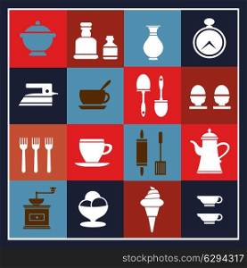 Vector elements of household items on a colorful background