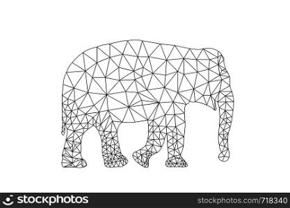 Vector elephant animal polygonal geometric on black background. Vector elephant animal polygonal geometric