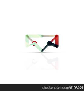 Vector email business symbol, or at sign logo. Linear minimalistic flat icon design, multicolored segments of lines