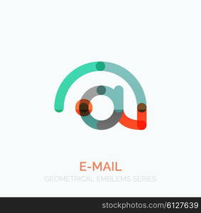 Vector email business symbol, or at sign logo. Linear minimalistic flat icon design, multicolored segments of lines