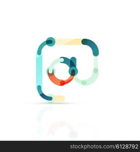 Vector email business symbol, or at sign logo. Linear minimalistic flat icon design, multicolored segments of lines