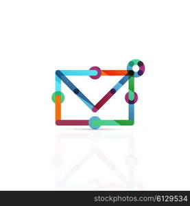 Vector email business symbol, or at sign logo. Linear minimalistic flat icon design, multicolored segments of lines