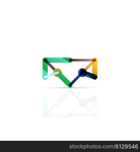 Vector email business symbol, or at sign logo. Linear minimalistic flat icon design, multicolored segments of lines