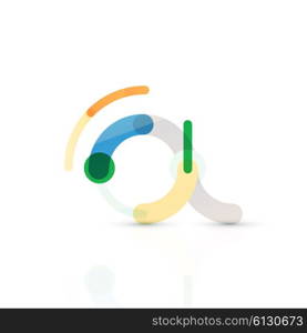 Vector email business symbol, or at sign logo. Linear minimalistic flat icon design, multicolored segments of lines