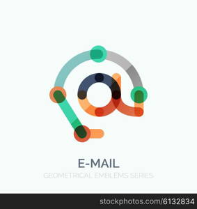 Vector email business symbol, or at sign logo. Linear minimalistic flat icon design, multicolored segments of lines