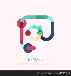 Vector email business symbol, or at sign logo. Linear minimalistic flat icon design, multicolored segments of lines