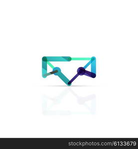 Vector email business symbol, or at sign logo. Linear minimalistic flat icon design, multicolored segments of lines